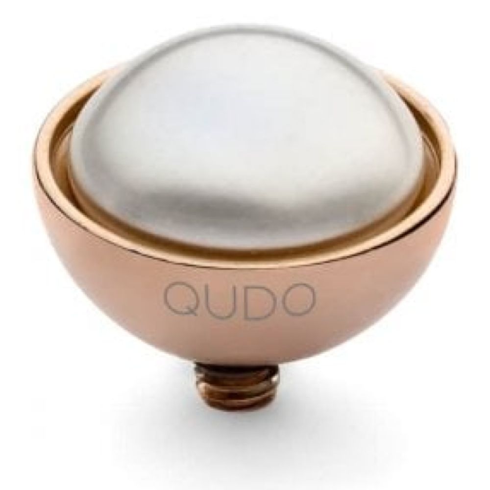 Famosa Rose Gold 11.5mm Bottone Ring Top White Pearl