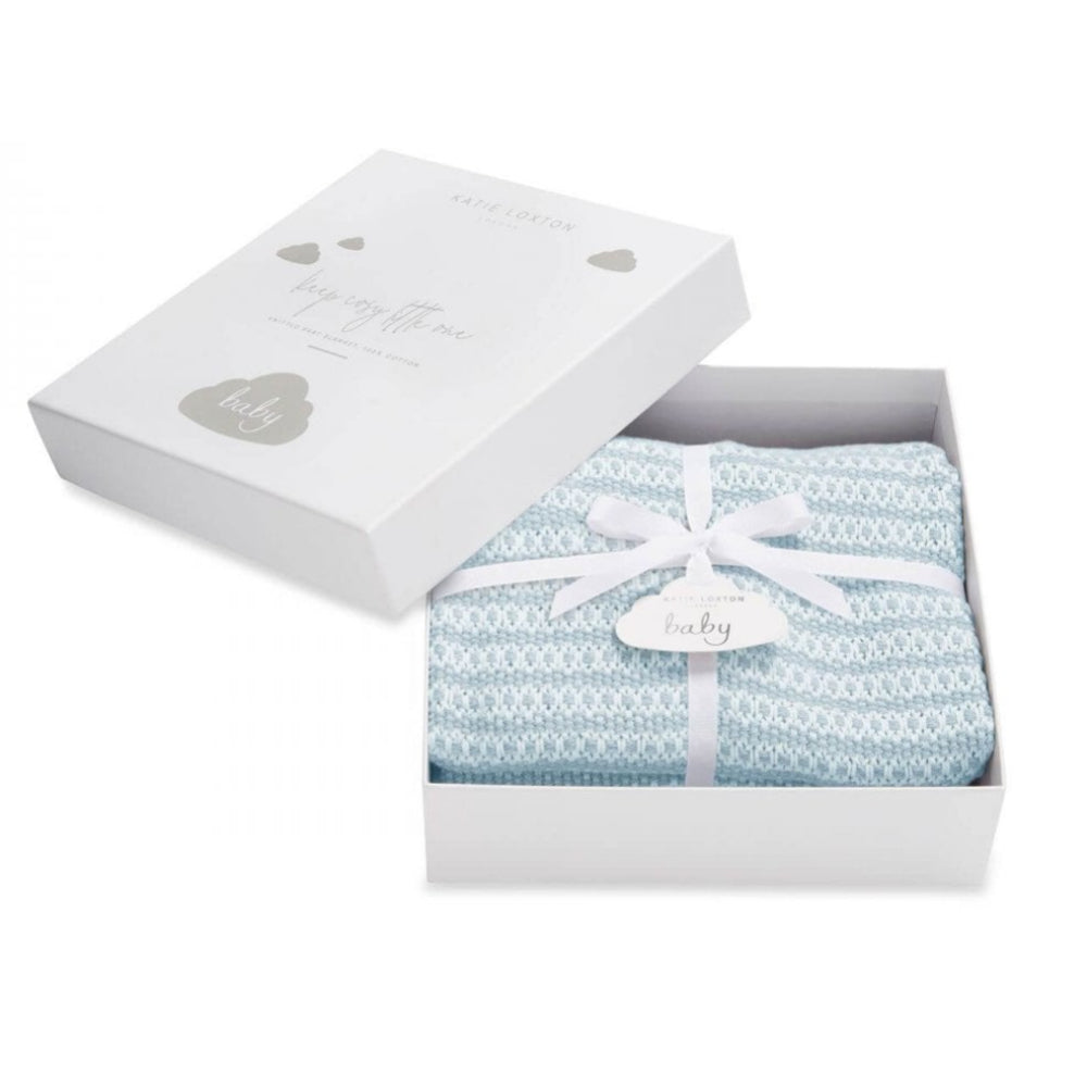 Cotton Knitted Baby Blanket | Blue | 100 X 70 Cm