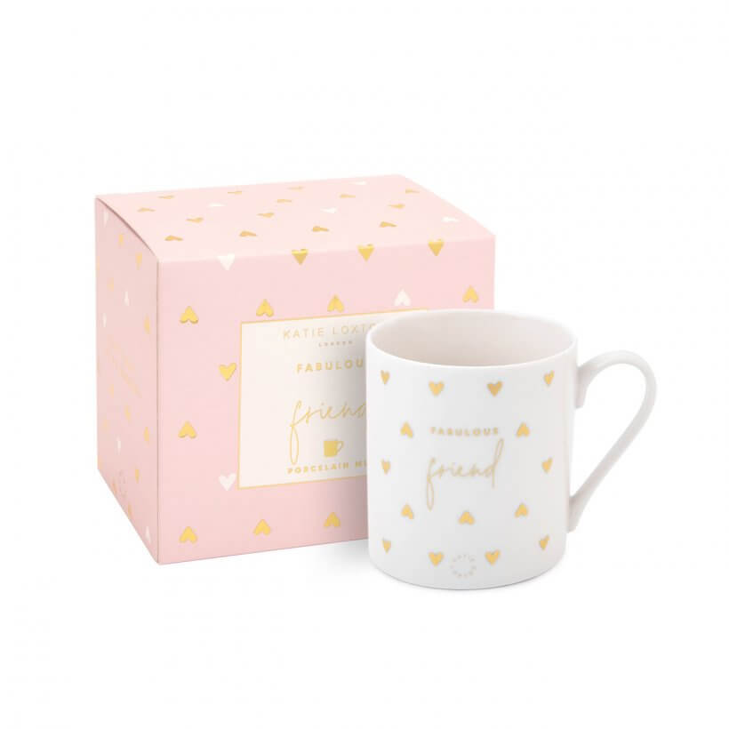 Boxed Porcelain Mug | Fabulous Friend | White And Gold