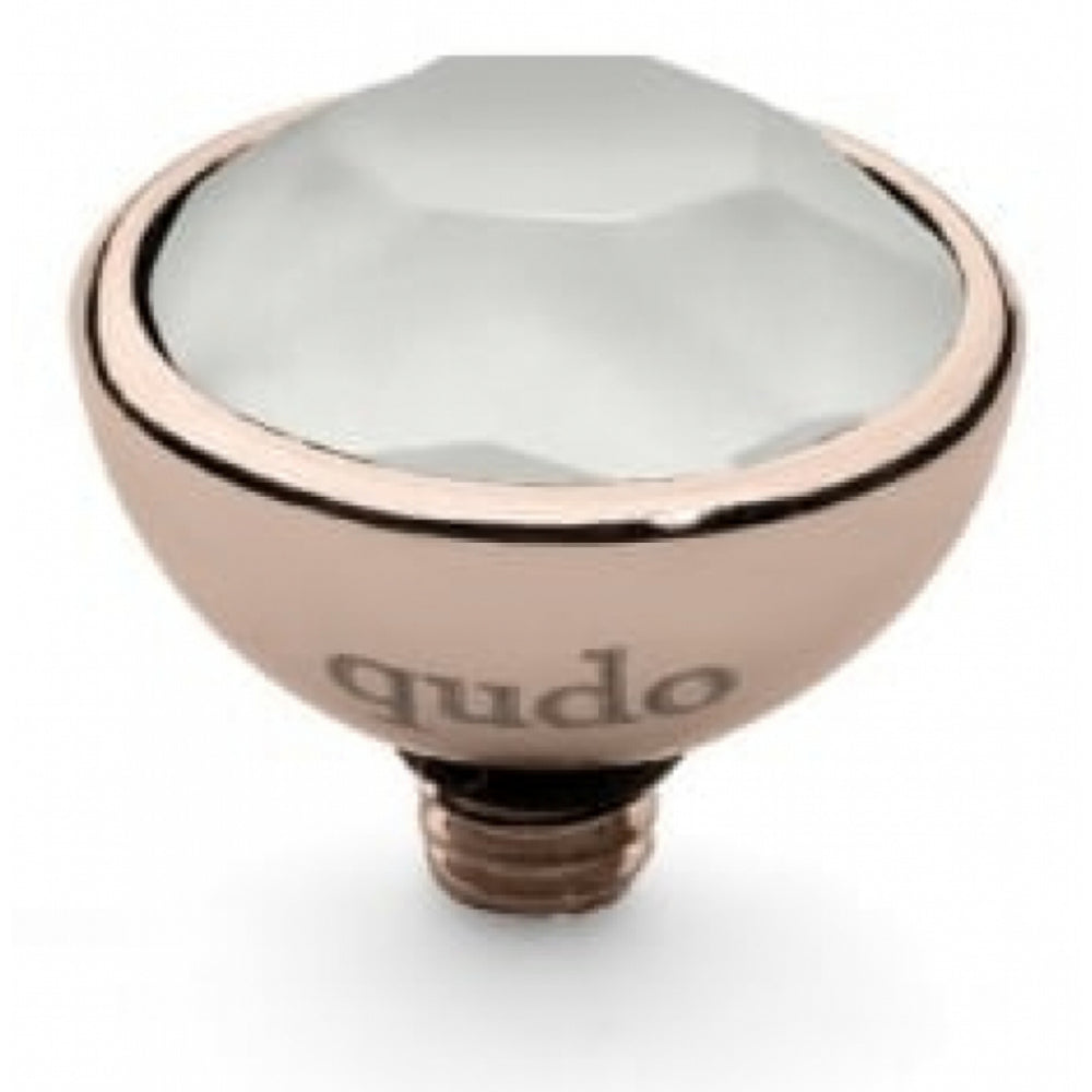 Famosa Rose Gold Plated 10mm Bottone Powder Grey Ring Top