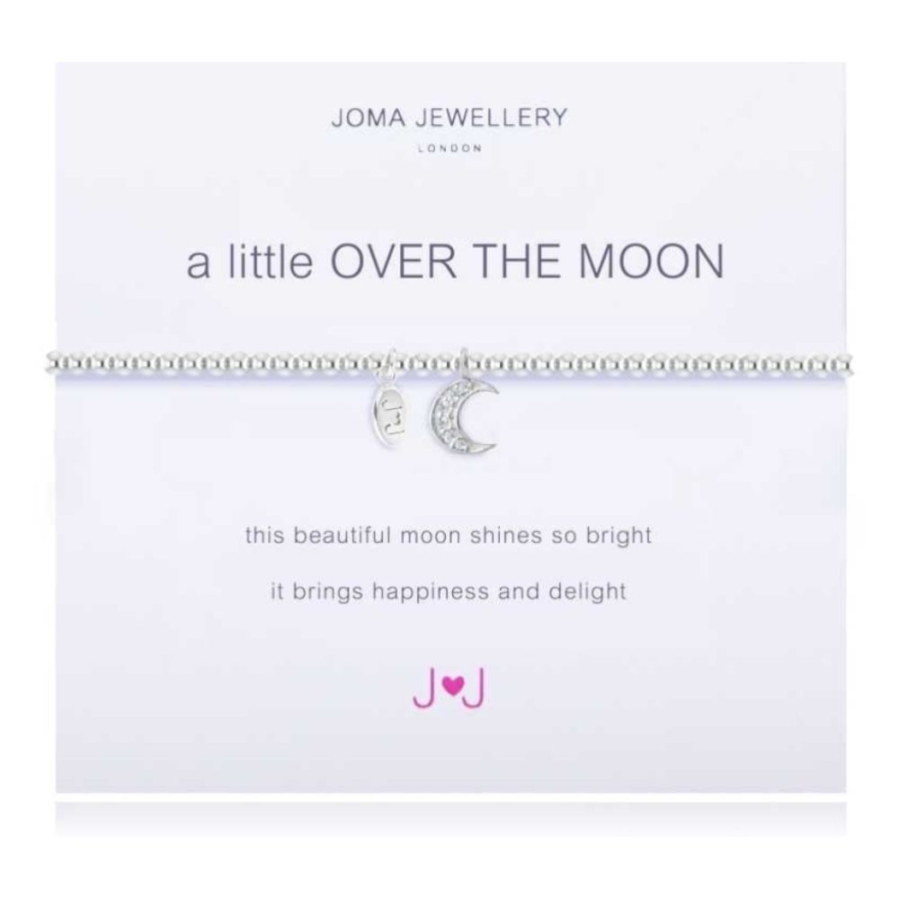 a little OVER THE MOON - elastic bracelet - silver clear cz pave