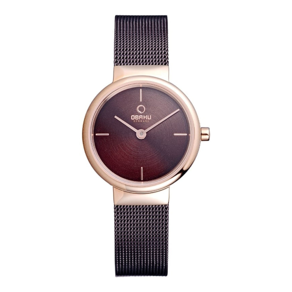 KLAR LILLE - WALNUT Rose Gold Plated Stainless Steel Mesh Bracelet Watch