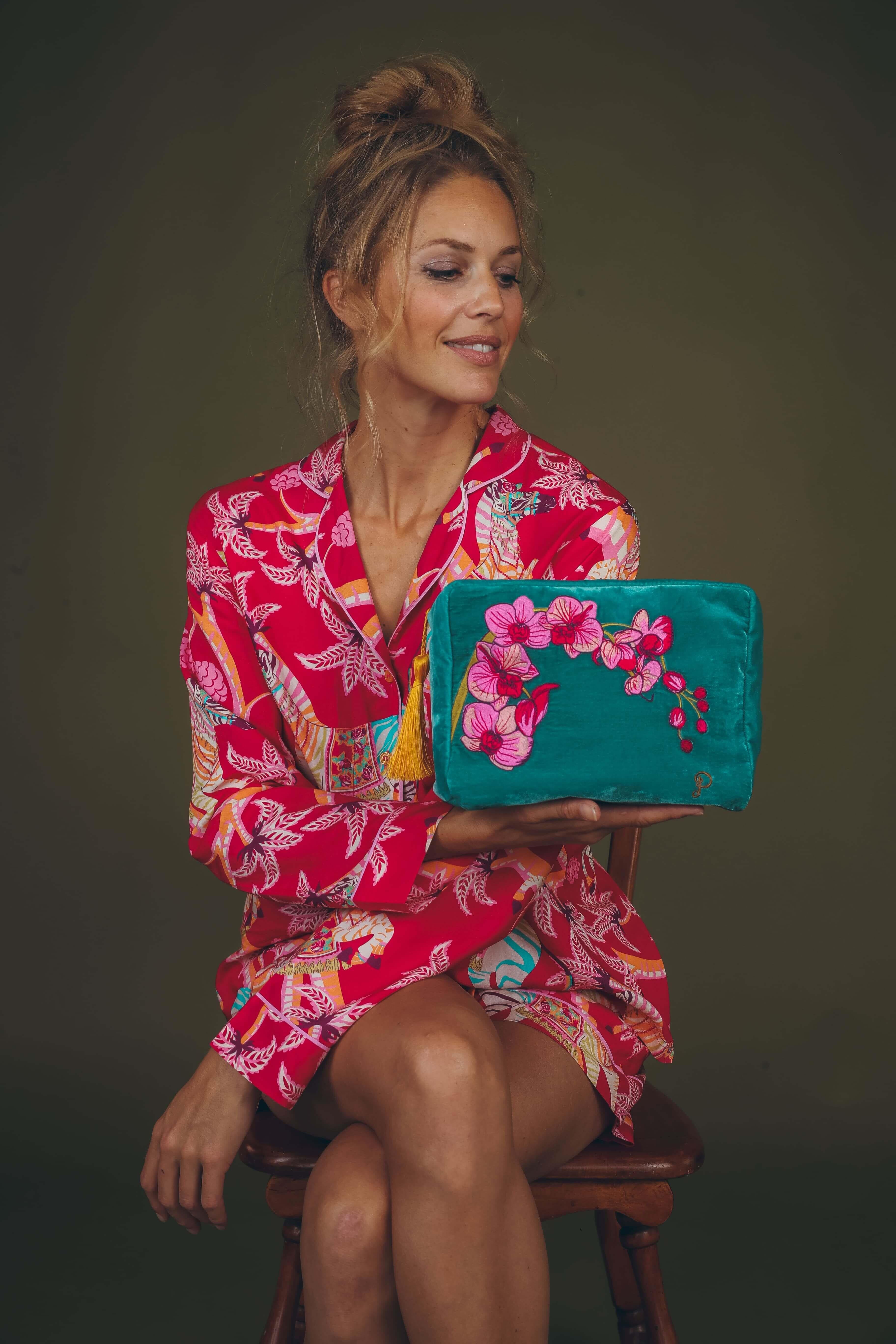 Spring Orchid Velvet Wash Bag