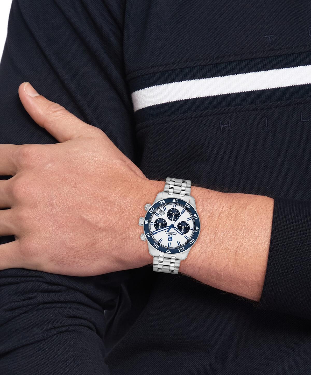 White Chronograph Dial Stainless Steel Men's Bracelet Watch