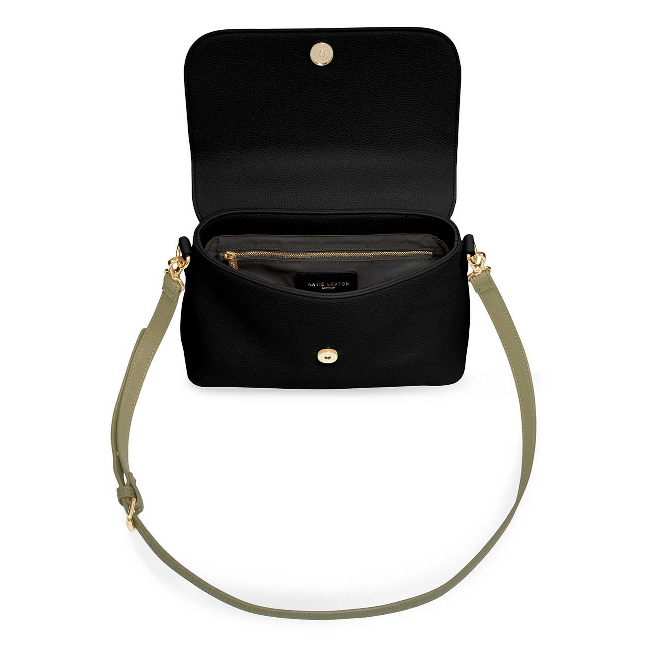 Talia Two Tone Messenger Bag | Black and Khaki