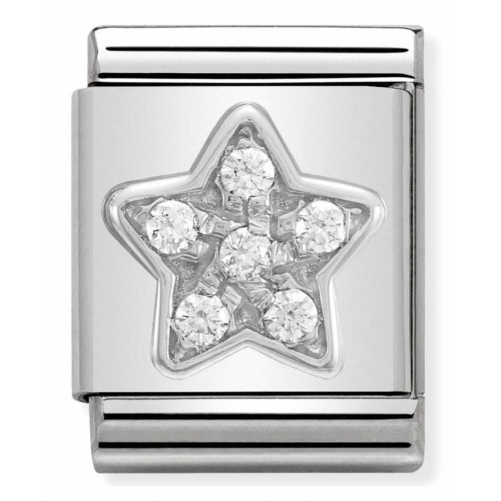 Composable Big Stainless Steel, Sterling Silver, & Cubic Zirconia Star Charm