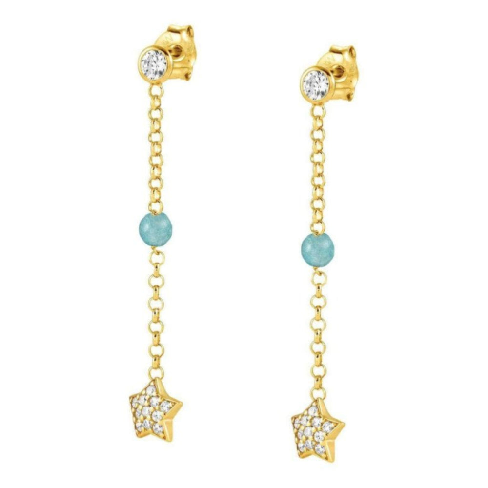 Gioie 925 Silver Earrings, Cubic Zirconia And Jade (016_Star Yellow Gold)