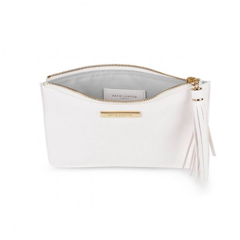 Sophia Tassel Pouch | White