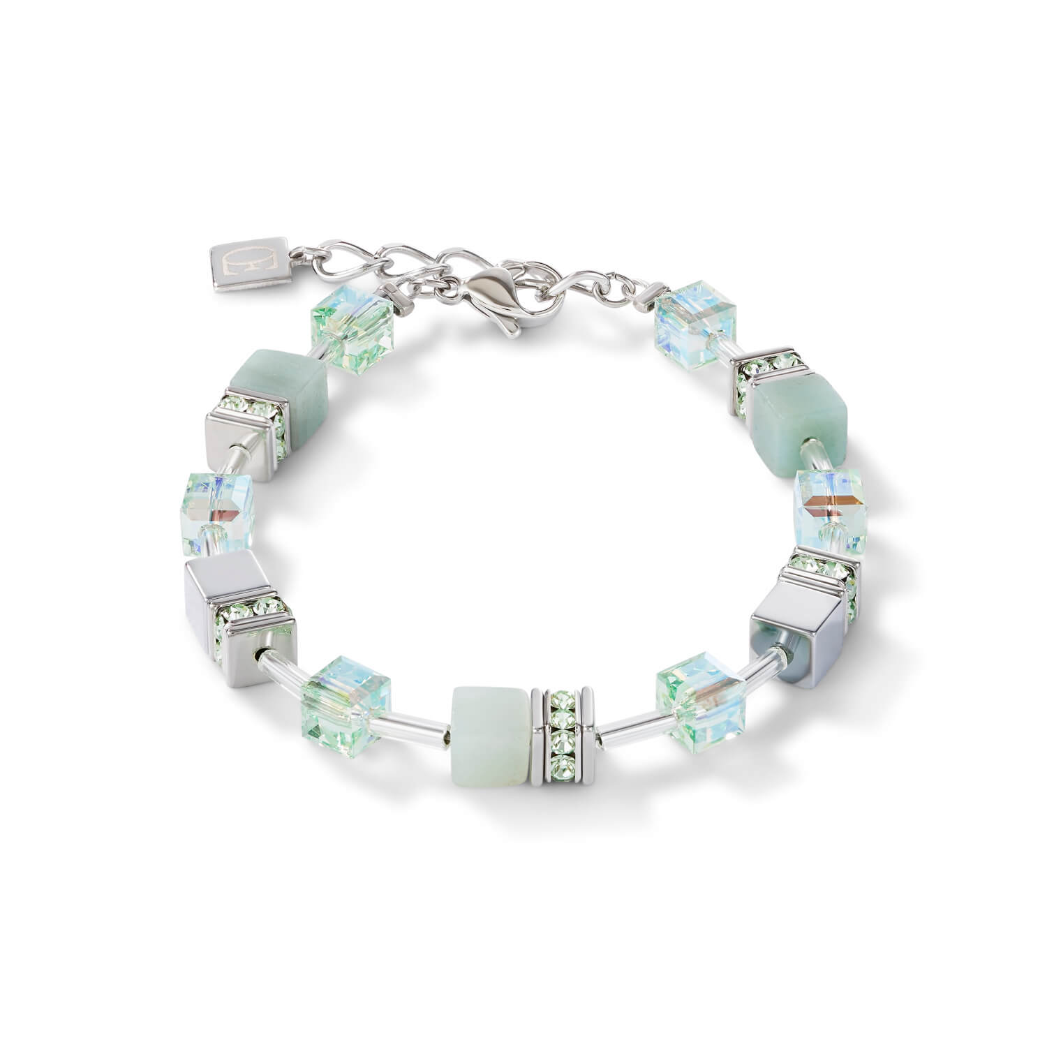 Amazonite & Haematite Light Green Geo Cube Bracelet