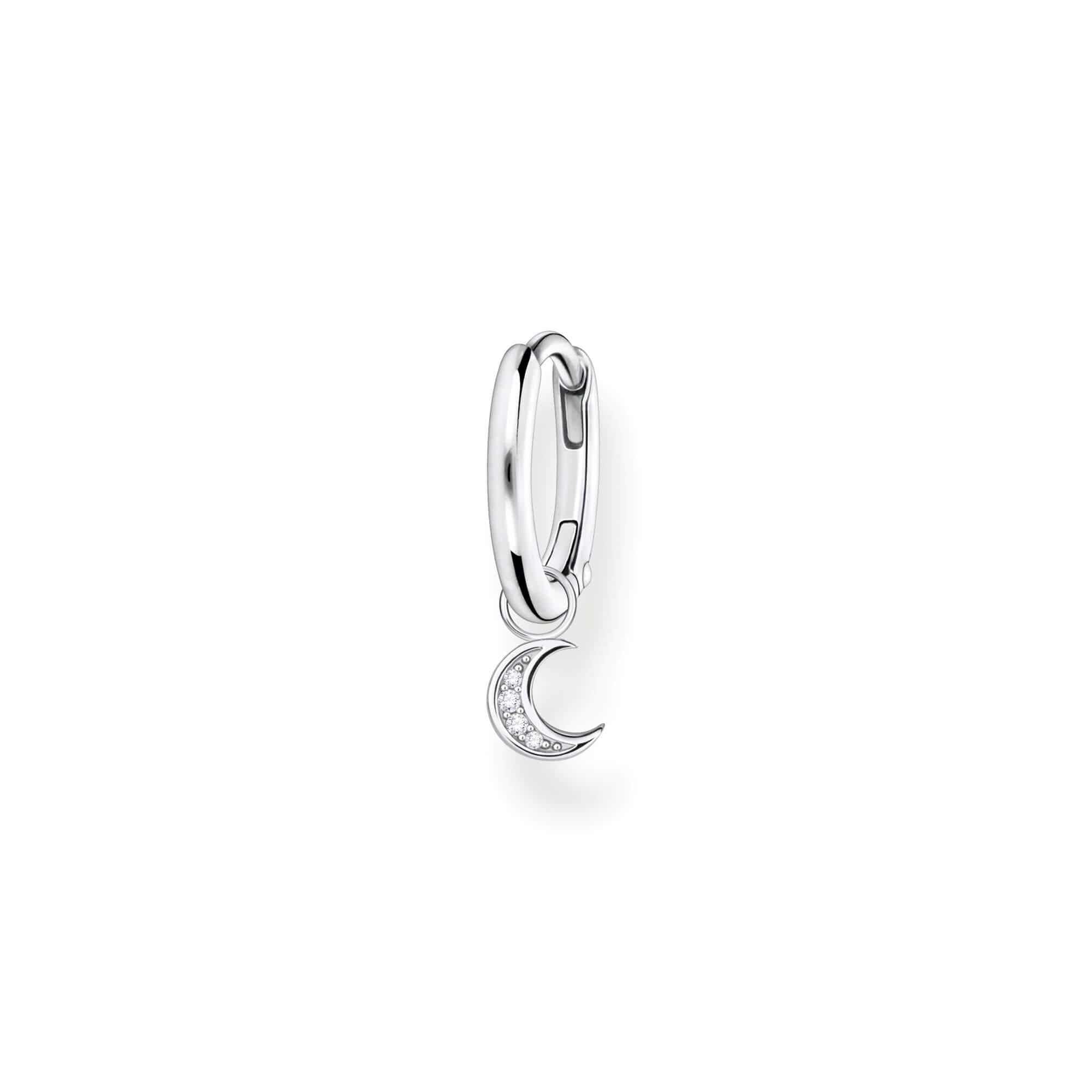Single Hoop Earring With Moon Pendant