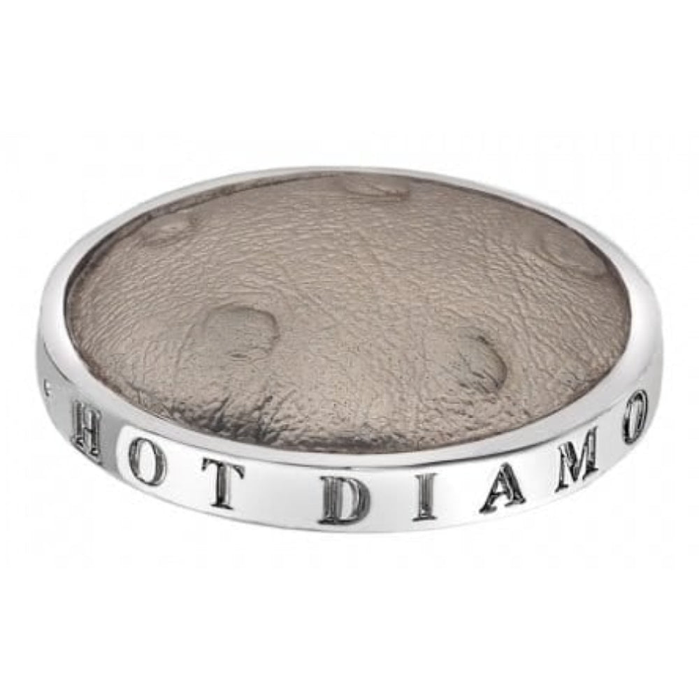 Ladies 25mm Faux Ostrich Beige Silver Coin