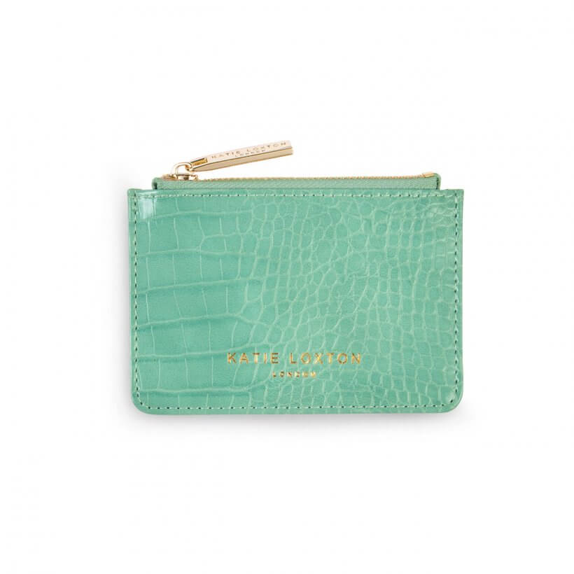 Celine Faux Croc Card Holder | Mint Green