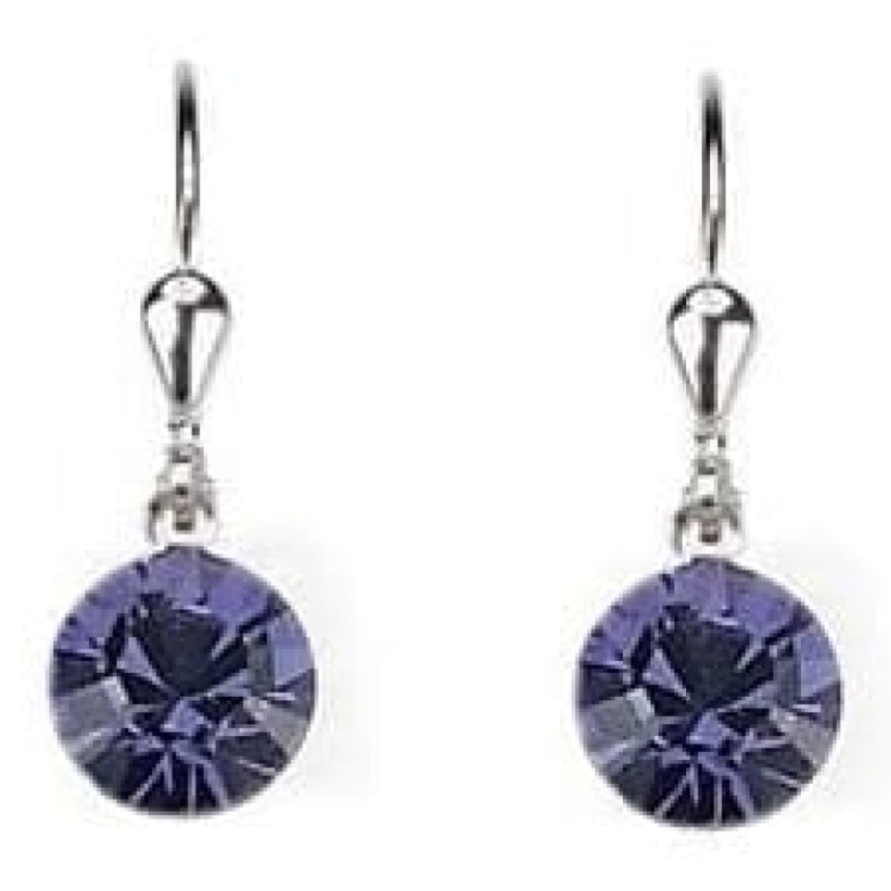 Ladies Lilac Swarovski Elements Rhodium Plated Metal Earrings