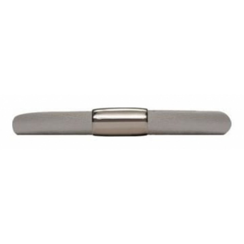Single Band Grey Leather Stainless Steel Bracelet