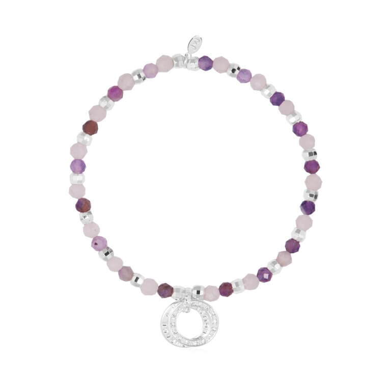 Wellness Gems | Silver | Amethyst And Clear Quartz Bracelet | 17.5cm Stretch
