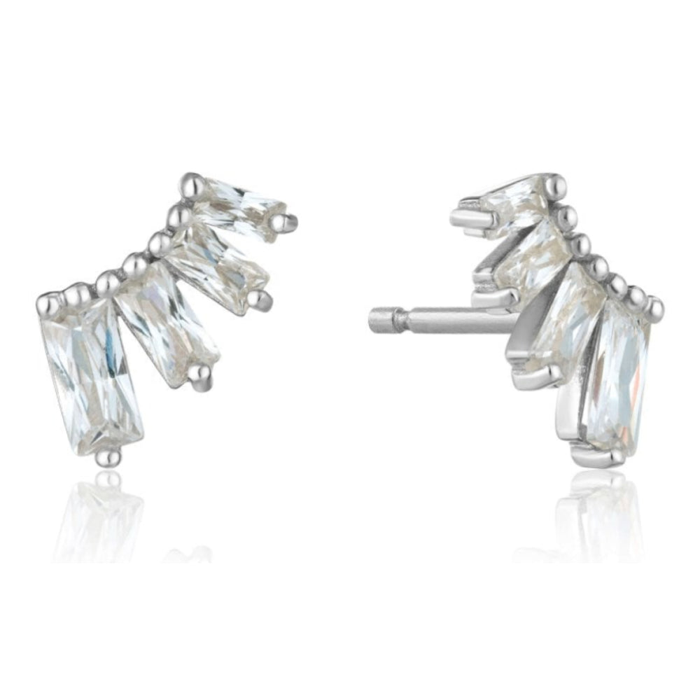 Glow Bar Stud Earrings Silver