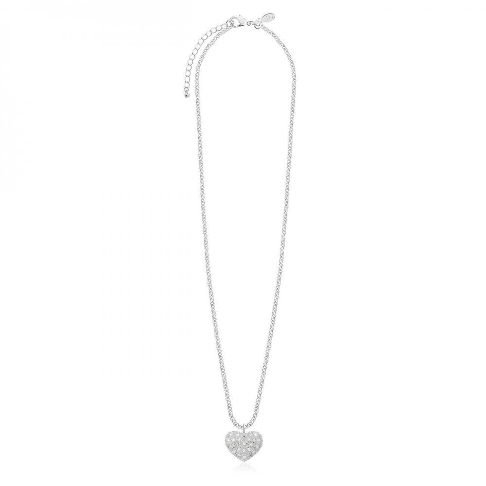 Bella Silver Pave Heart Necklace 64cm + 5cm Ext