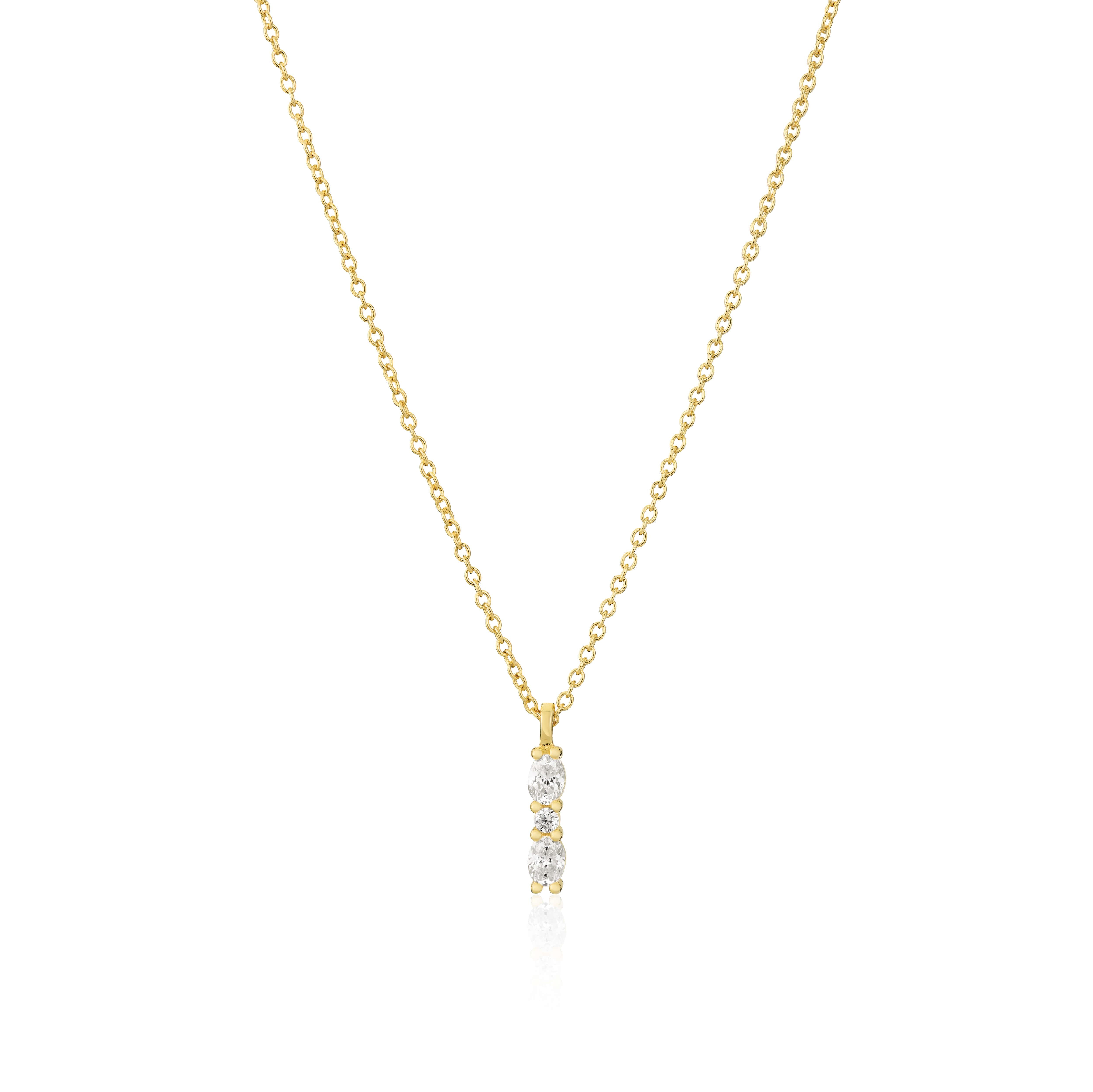 Ellera Ovale Piccolo Necklace In 18k Gold Plated With White Zirconia