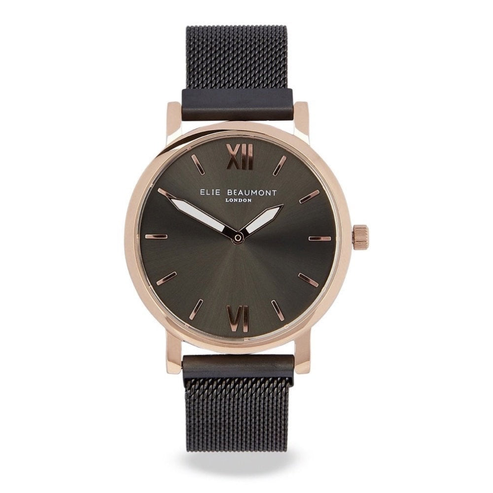 Chelsea Gun Mesh Bracelet Strap With Rose Gold Plated Case & Gun Dial Ladies Watch