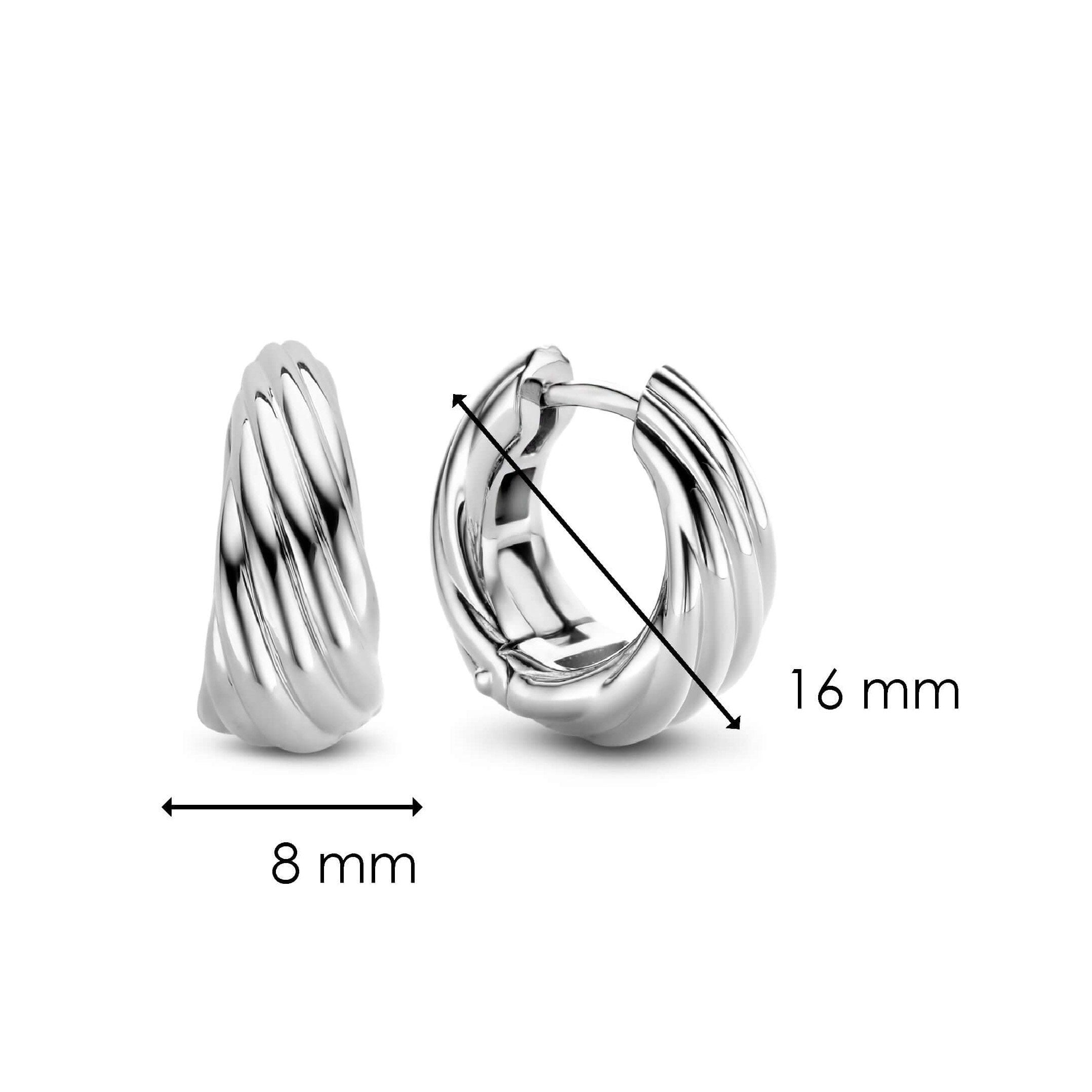 Twisted Line Silver Hoop Earrings