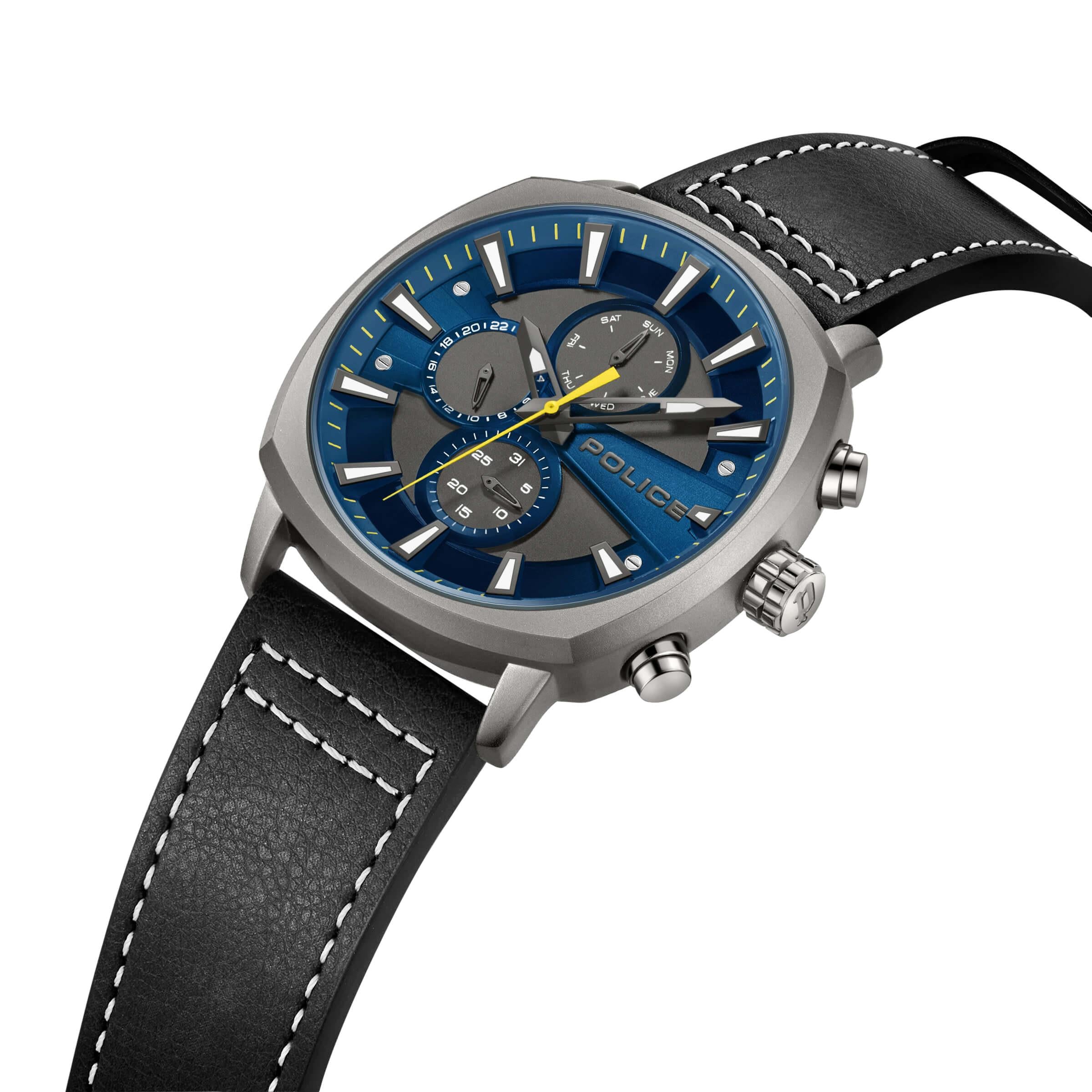 TUNEFUL Gun Multifunction Dial Black Strap Watch