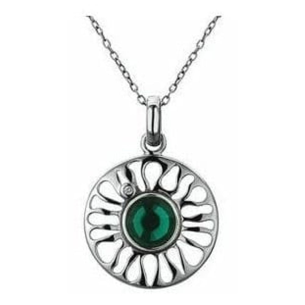Ladies Sundial Emerald Swarovski Elements Diamond Necklace