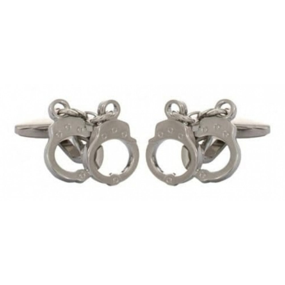Rhodium Plated Handcuff Cufflinks