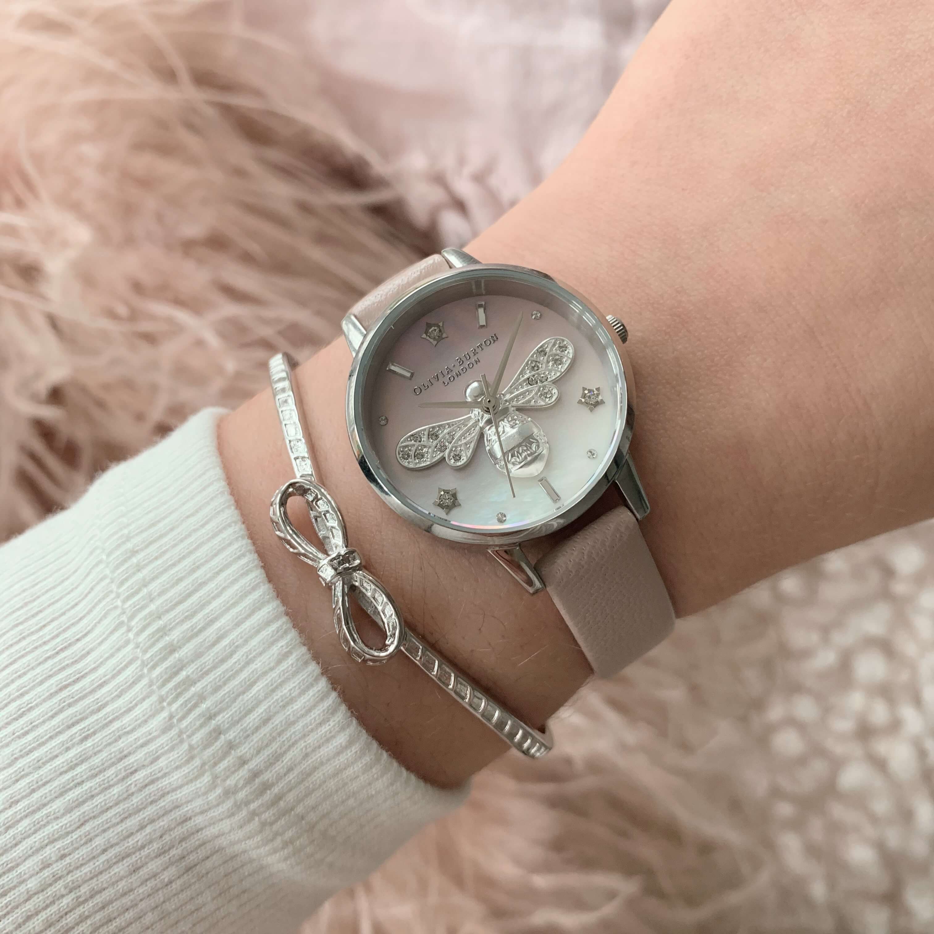 Sparkle Bee Pink & Silver Ladies Watch