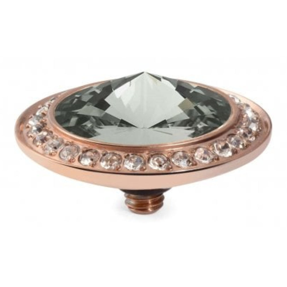 Famosa Rose Gold 16mm Tondo Deluxe Ring Top Black Diamond
