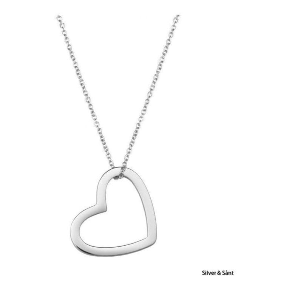Outline Heart Necklace Steel