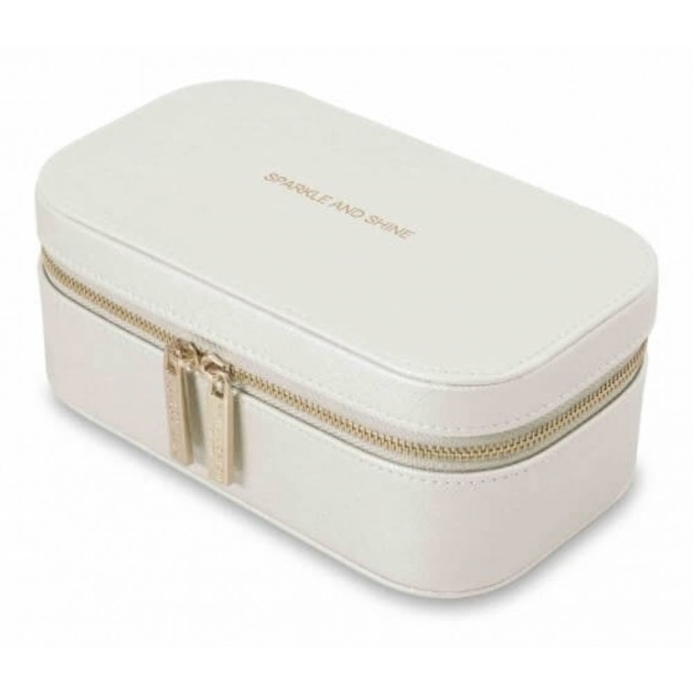 Travel Jewellery Box With Zips - Sparkle And Shine - Metallic White