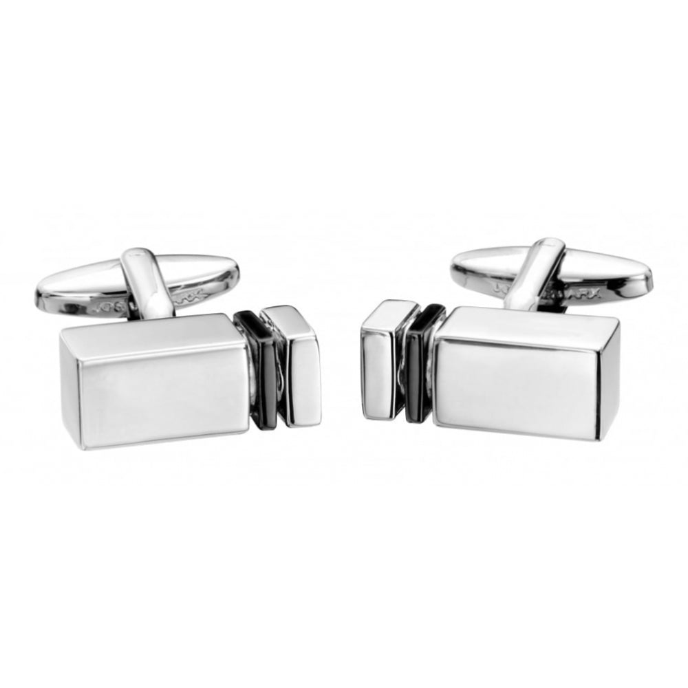 Rectangular Cubed Silver Tone Gun Metal Detail Cufflink