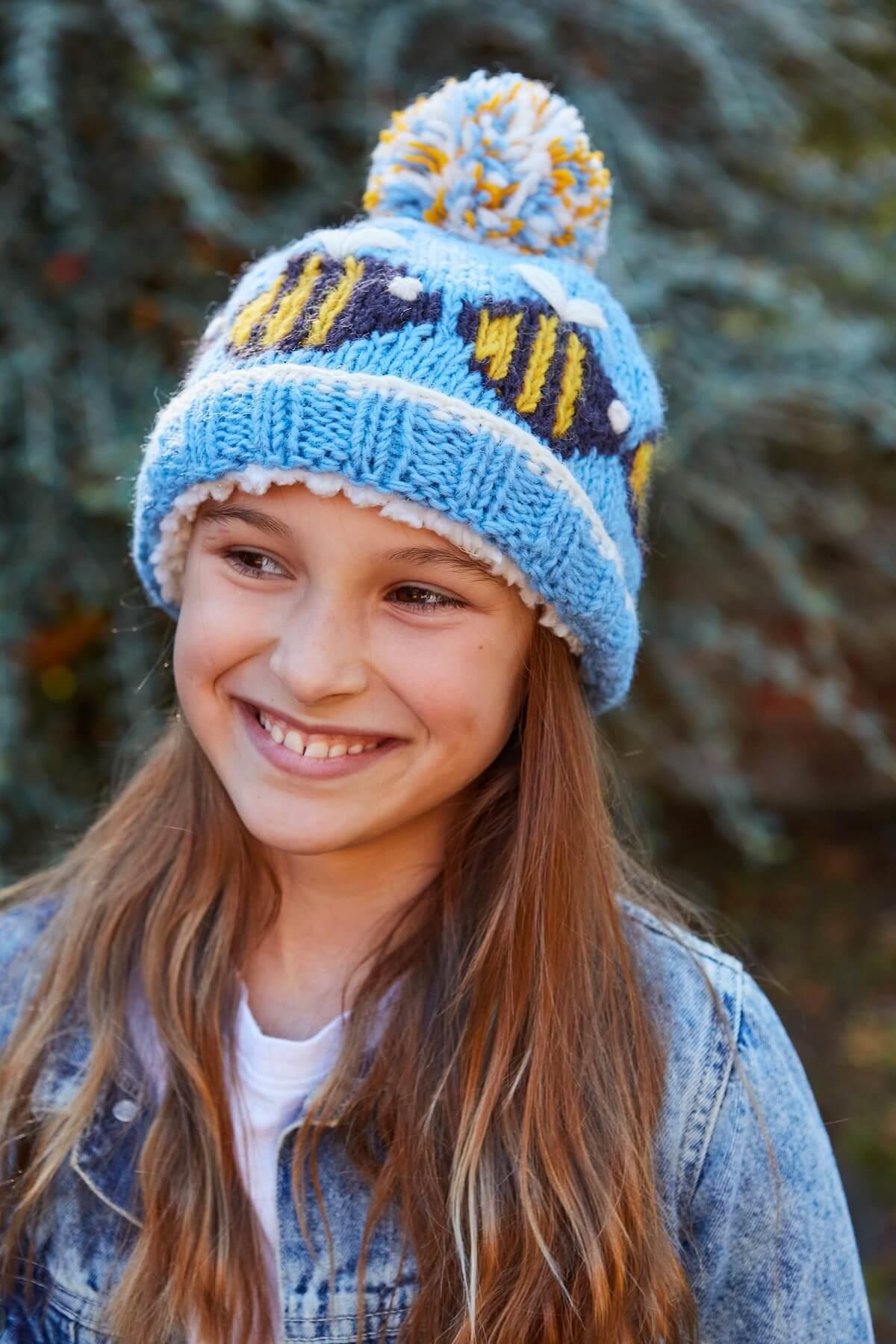 Kids Animal Bobble Hat Bumble Bee