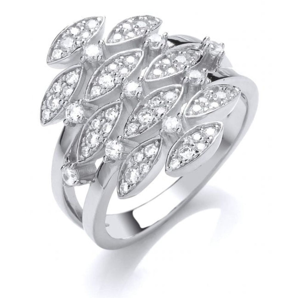 Silver & CZ Vintage Style Waterfall Ring Size 7/N