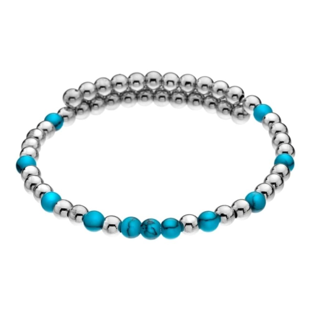 Emozioni Silver Plate Wrap Bangle - Faux Turquoise