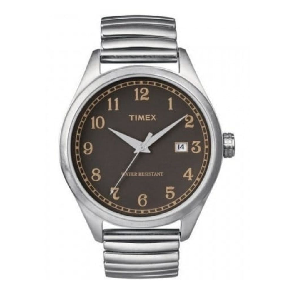 Gents Brown Dial Stainless Steel Expandable Bracelet Watch