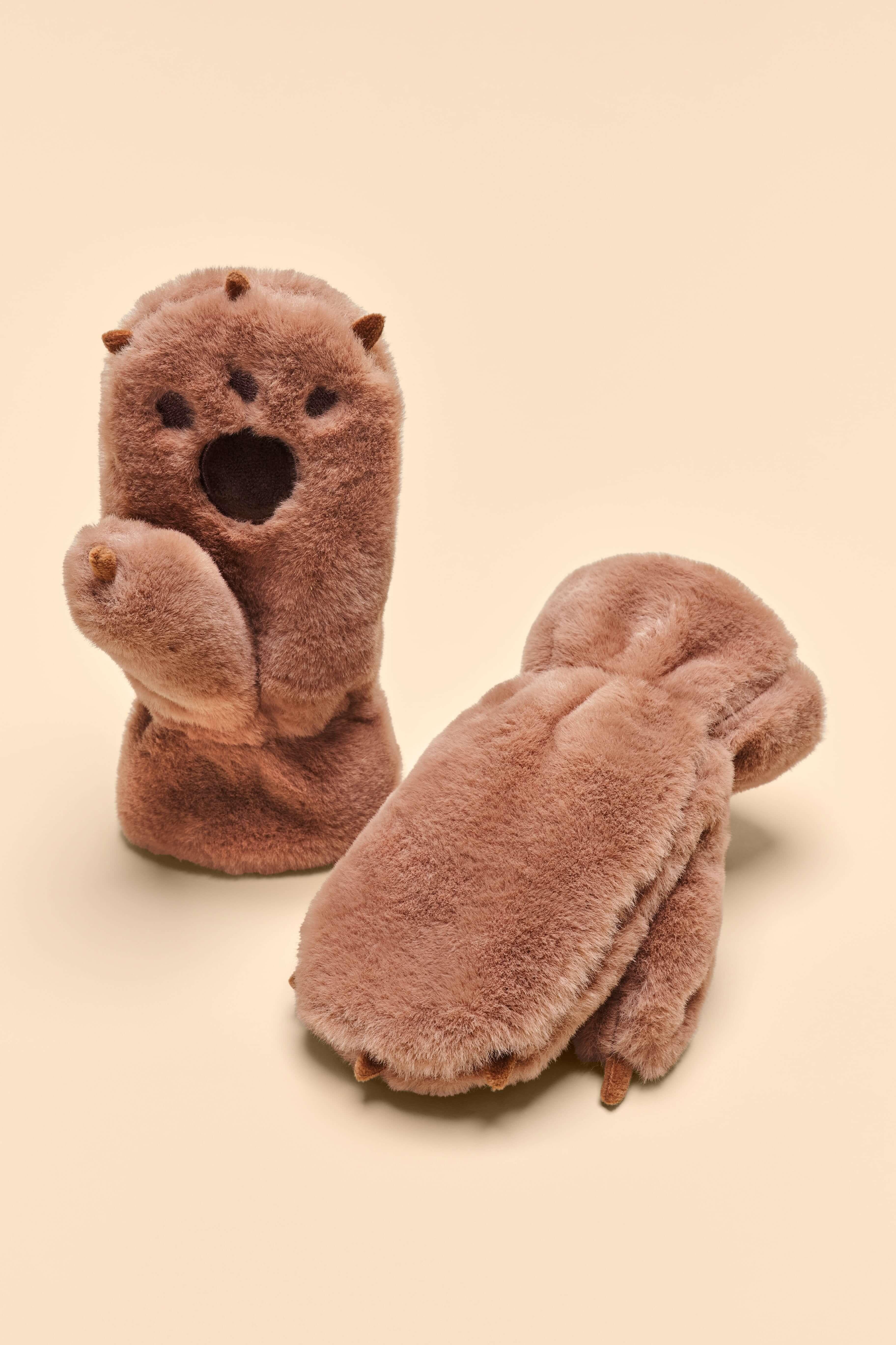 Powder Pals - Bear Paw Mittens in Chocolate