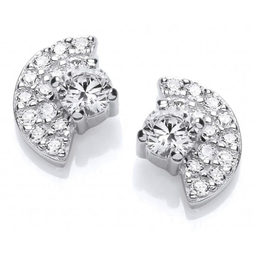 Silver CZ Fan Earrings