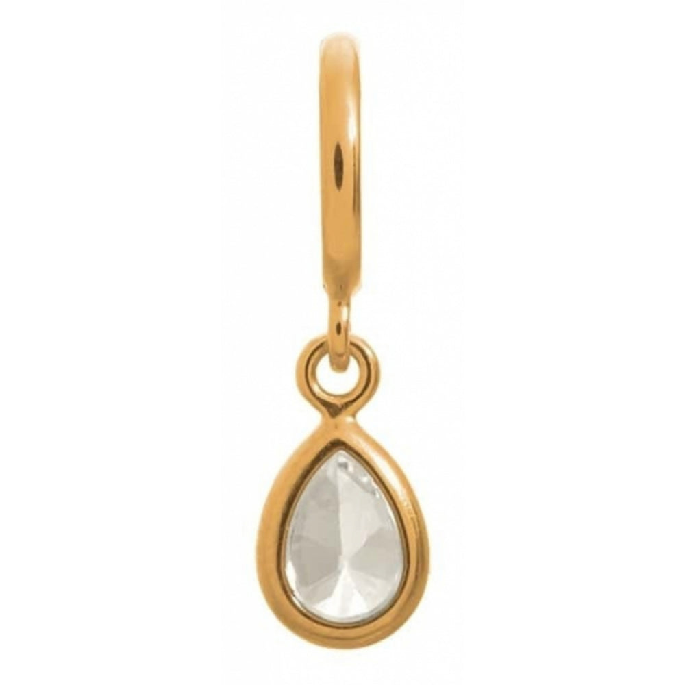 Clear Pear Drop CZ Gold Plated Charm