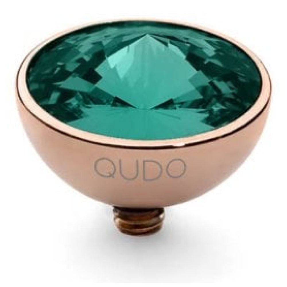 Famosa Rose Gold 11.5mm Bottone Ring Top Emerald