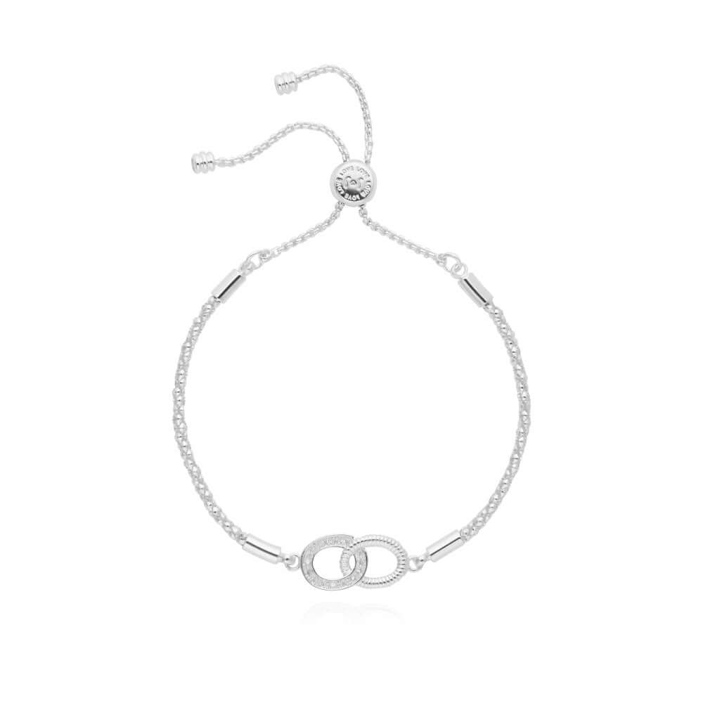 Halo Interlocking Hoops Silver Adjustable Bracelet
