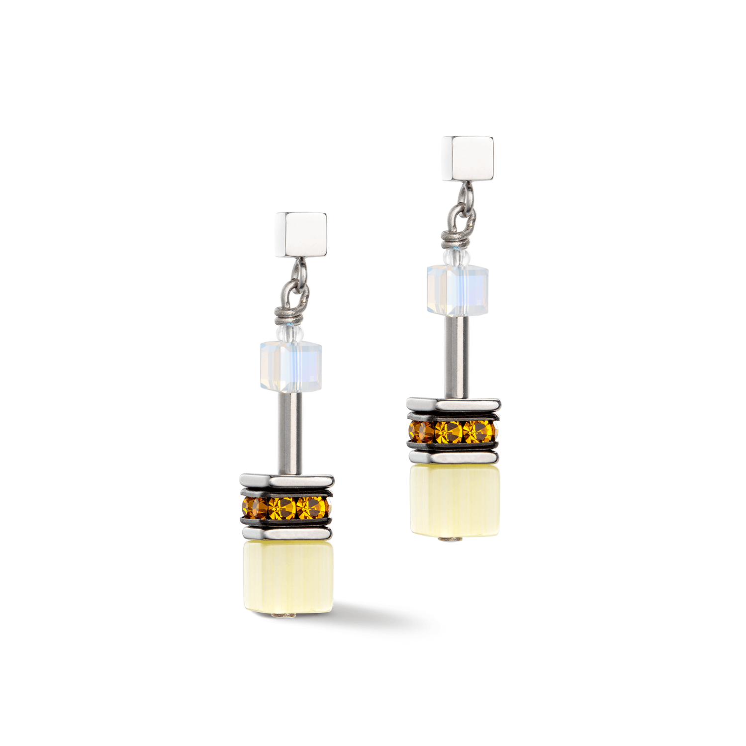 GeoCUBE Iconic Joyful Yellow Colour Earrings With Stickpin