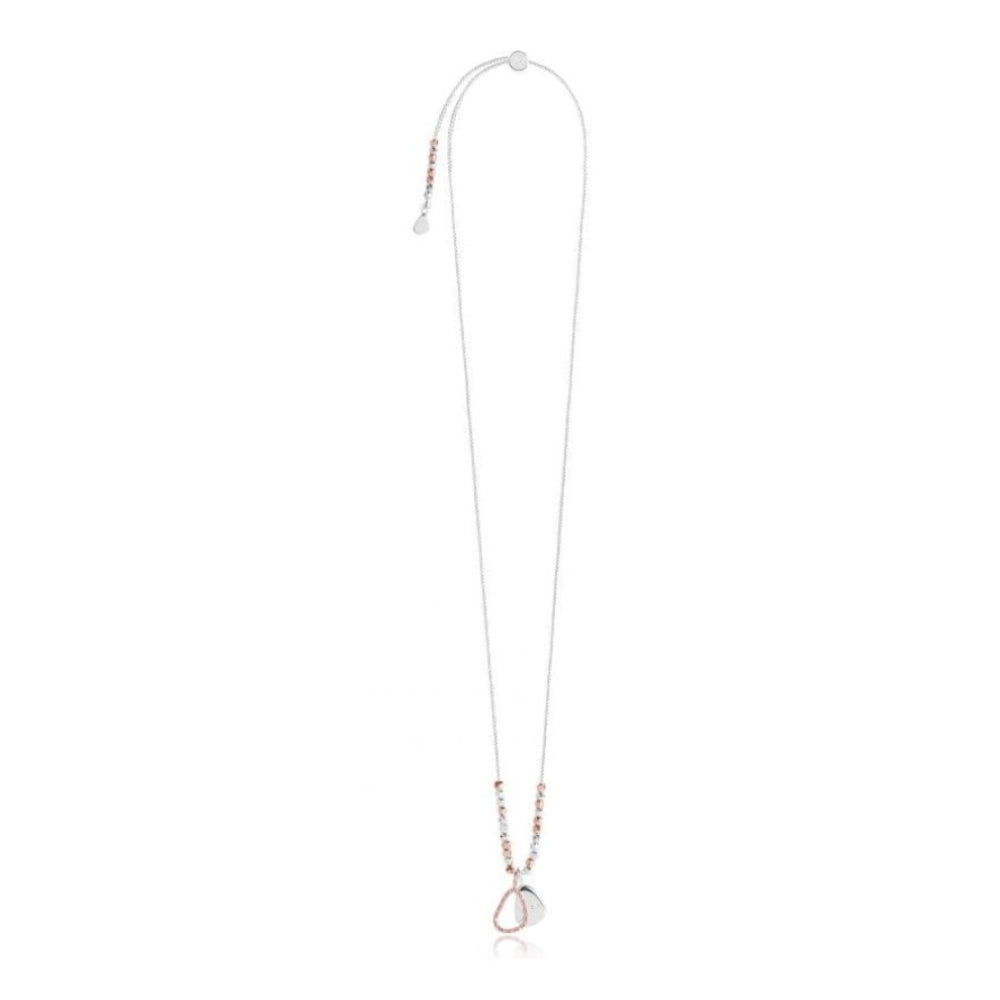 CACI - Wish - Silver Chain With Rose Gold Pave Charm And Silver Stamped Charm - Necklace