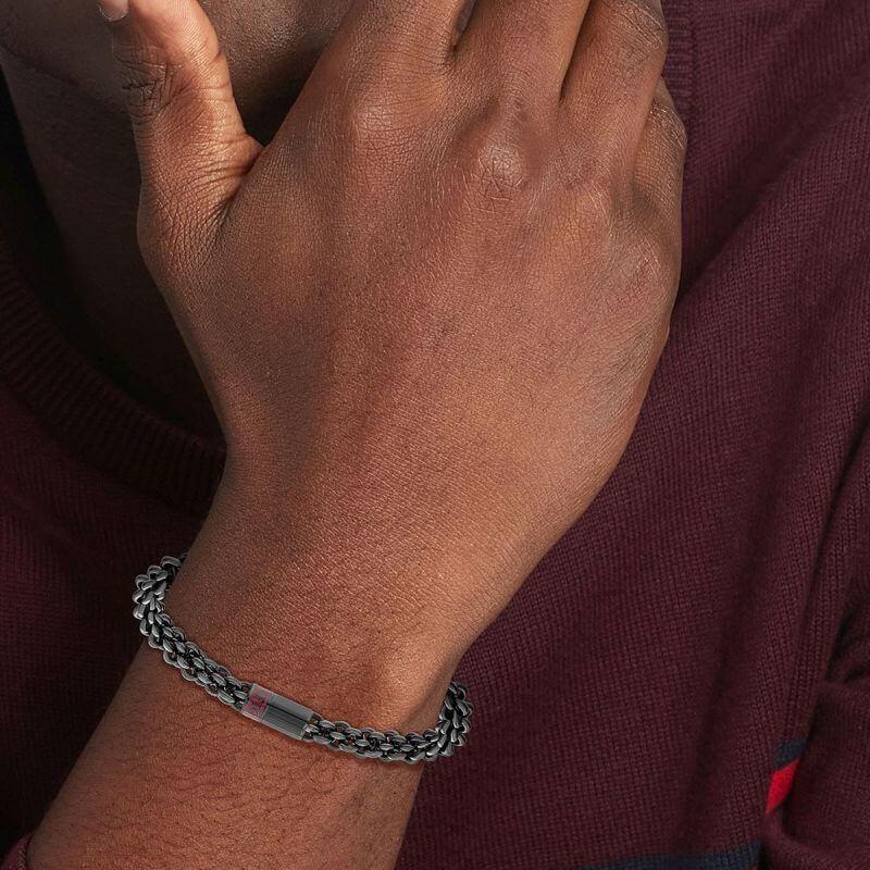 Intertwined Circles Black IP Chain Gents Bracelet