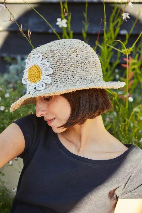 Daisy Hemp/Cotton Hat In Natural