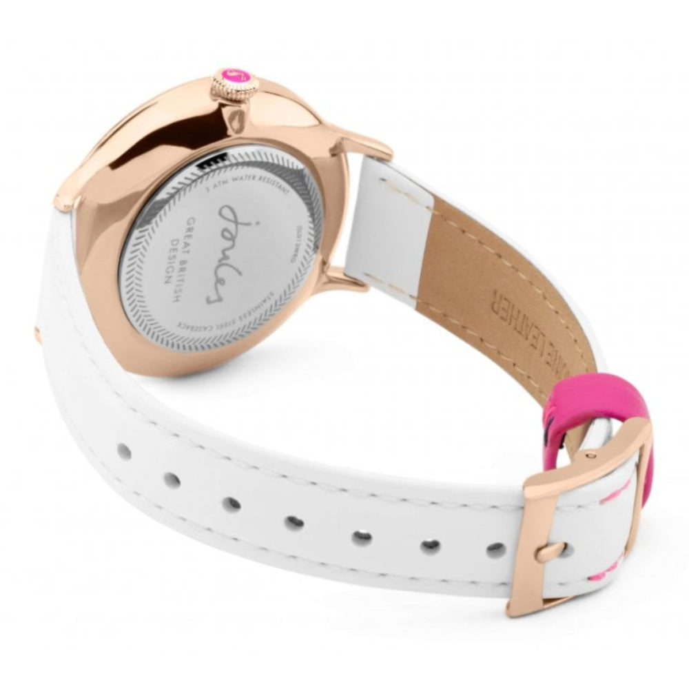 White Leather Strap White Dial Ladies Watch