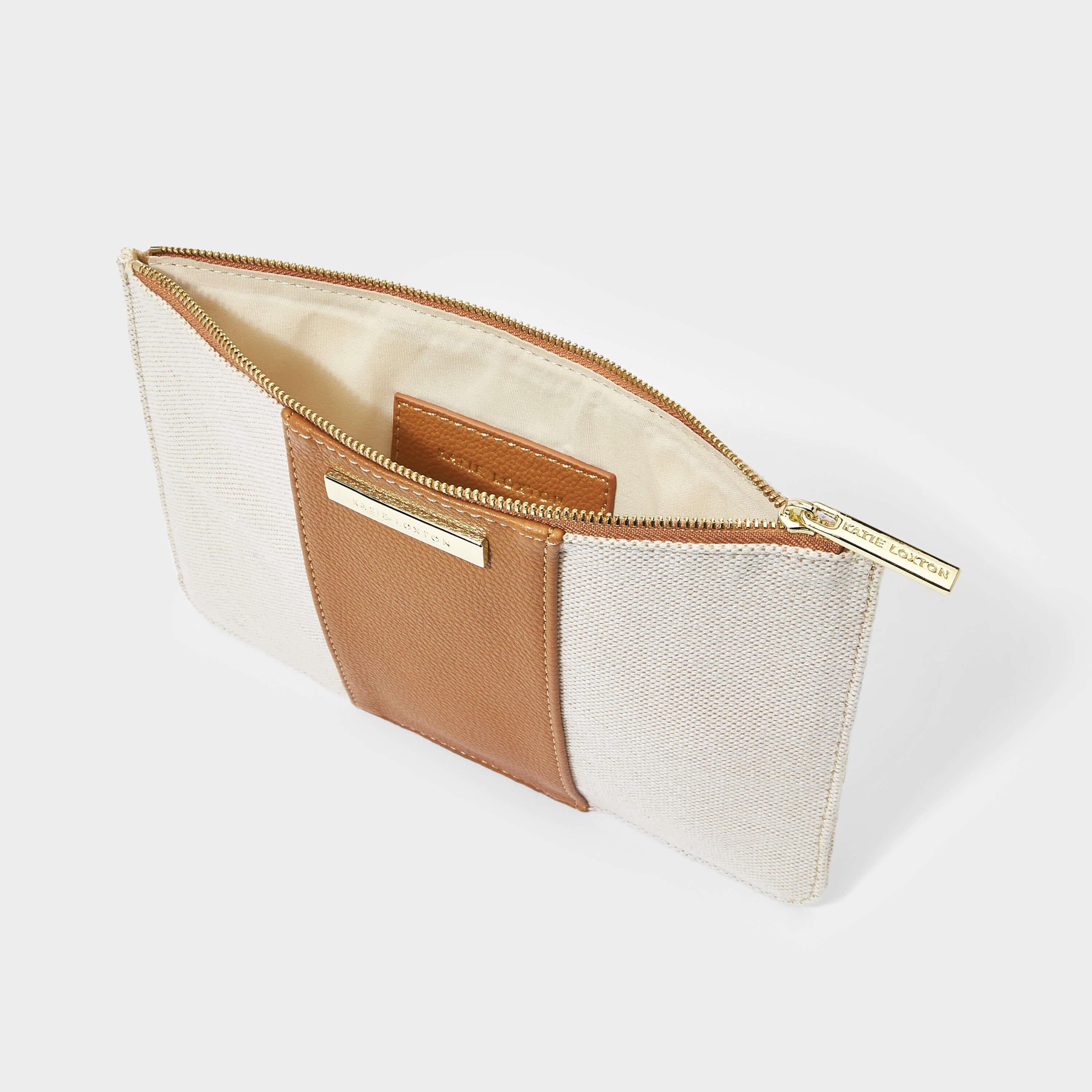 Amalfi Canvas Pouch | Cream/ Light Brown