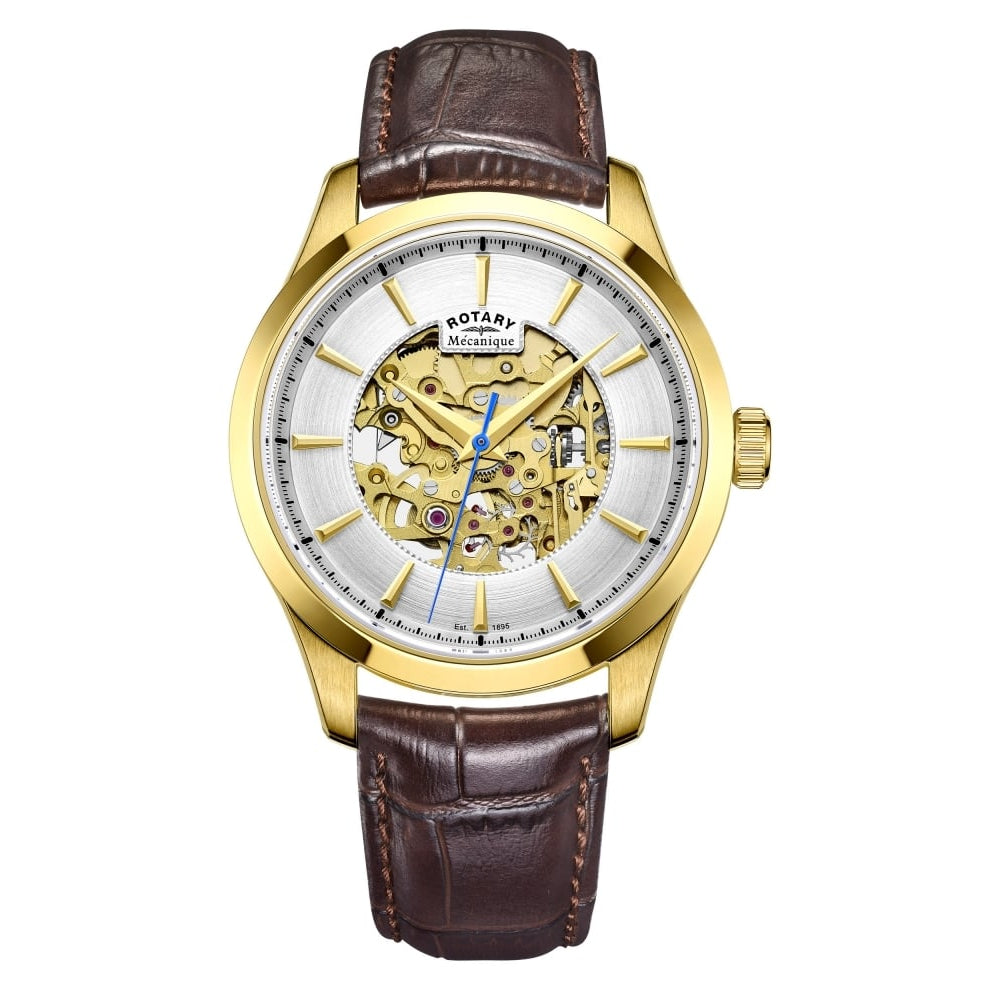 Mens Gold Automatic Skeleton Watch