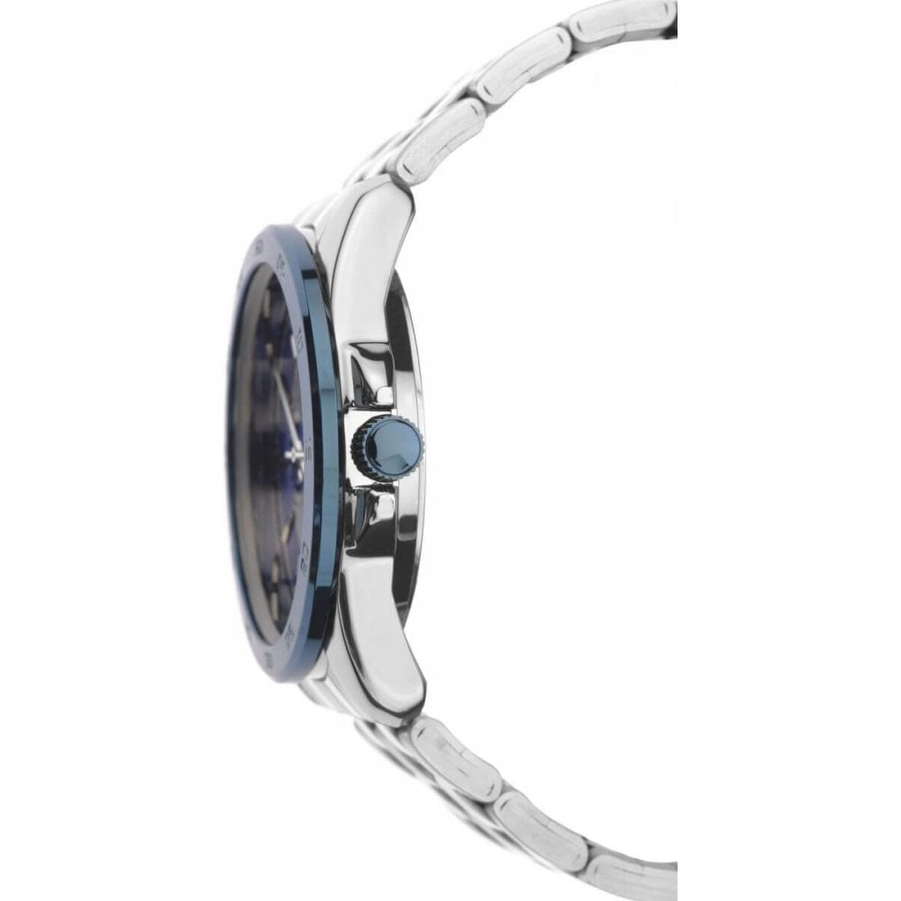 Stainless Steel Case With Purple Multifunctional Dial & Bracelet Strap Gents Watch