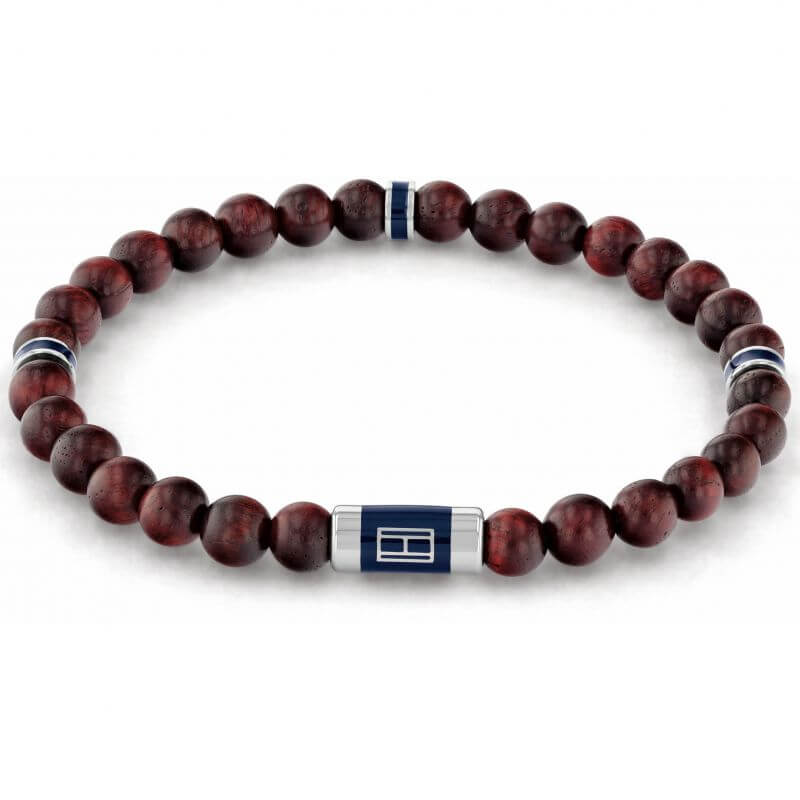 Dark Brown Wood Beaded Gents Bracelet